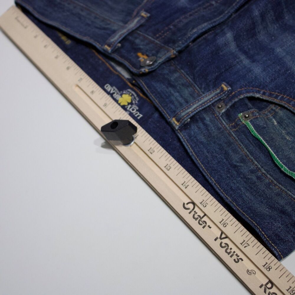 Lucky Brand 121 Heritage Slim Selvedge Distressed Jeans Dark Wash Men 36x32 (J2) - Picture 11 of 12